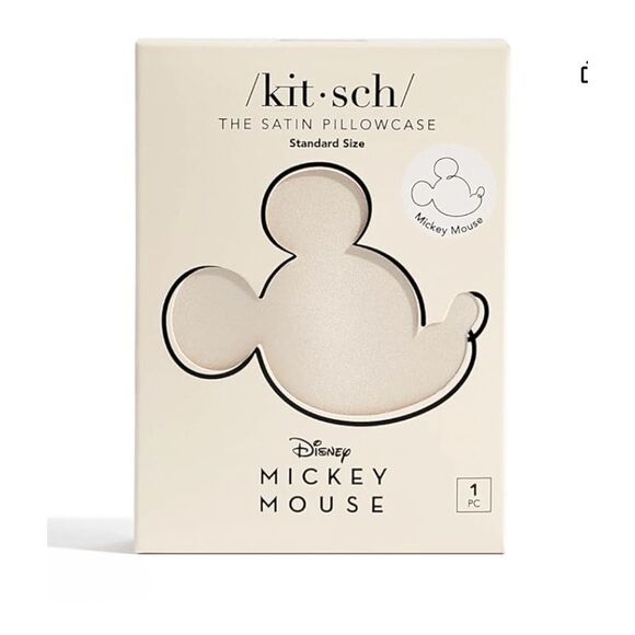 Kitsch Disney Mickey Mouse Satin Pillowcase Cream Queen/Standard - Picture 1 of 5